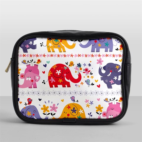 African Elephant Cute Cartoon Seamless Shading Cartoon Character Mini Toiletries Bag (One Side) from ArtsNow.com Front