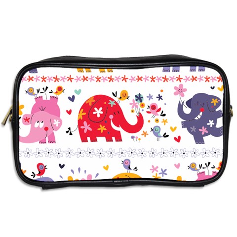 African Elephant Cute Cartoon Seamless Shading Cartoon Character Toiletries Bag (Two Sides) from ArtsNow.com Back