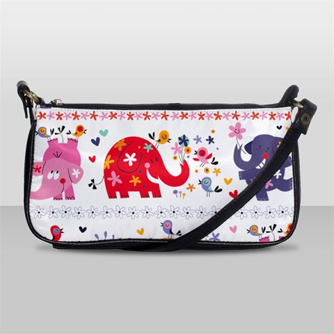 African Elephant Cute Cartoon Seamless Shading Cartoon Character Shoulder Clutch Bag from ArtsNow.com Front