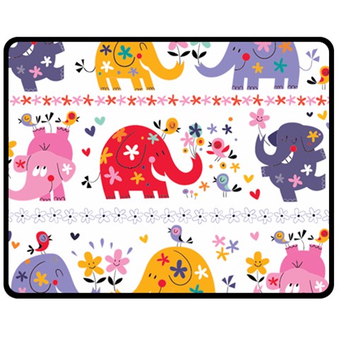 African Elephant Cute Cartoon Seamless Shading Cartoon Character Fleece Blanket (Medium) from ArtsNow.com 60 x50  Blanket Front