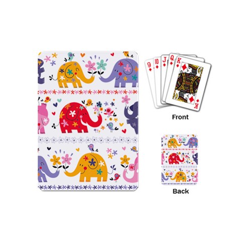 African Elephant Cute Cartoon Seamless Shading Cartoon Character Playing Cards Single Design (Mini) from ArtsNow.com Back