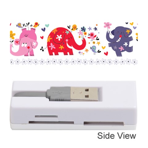 African Elephant Cute Cartoon Seamless Shading Cartoon Character Memory Card Reader (Stick) from ArtsNow.com Front