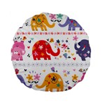 African Elephant Cute Cartoon Seamless Shading Cartoon Character Standard 15  Premium Round Cushions