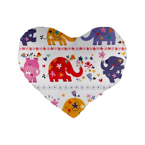 African Elephant Cute Cartoon Seamless Shading Cartoon Character Standard 16  Premium Heart Shape Cushions from ArtsNow.com Front