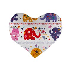 African Elephant Cute Cartoon Seamless Shading Cartoon Character Standard 16  Premium Heart Shape Cushions from ArtsNow.com Back