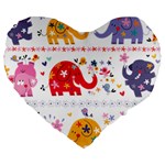 African Elephant Cute Cartoon Seamless Shading Cartoon Character Large 19  Premium Heart Shape Cushions