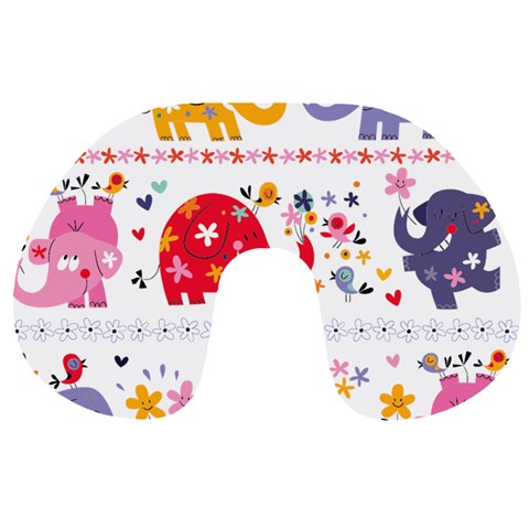 African Elephant Cute Cartoon Seamless Shading Cartoon Character Travel Neck Pillow from ArtsNow.com Back