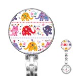 African Elephant Cute Cartoon Seamless Shading Cartoon Character Stainless Steel Nurses Watch