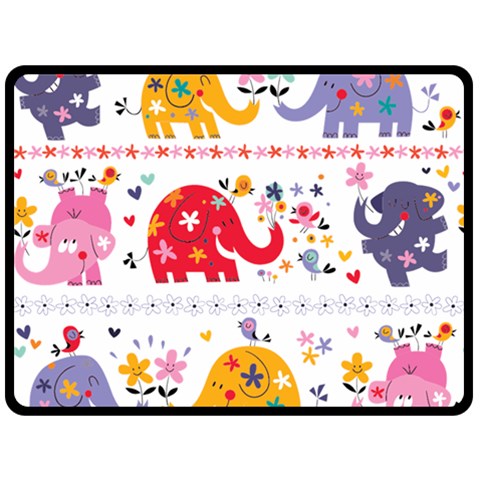 African Elephant Cute Cartoon Seamless Shading Cartoon Character Two Sides Fleece Blanket (Large) from ArtsNow.com 80 x60  Blanket Front