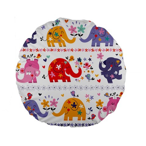 African Elephant Cute Cartoon Seamless Shading Cartoon Character Standard 15  Premium Flano Round Cushions from ArtsNow.com Front