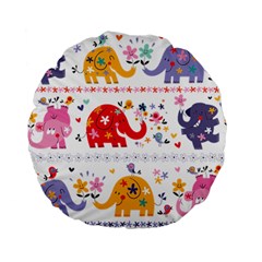 African Elephant Cute Cartoon Seamless Shading Cartoon Character Standard 15  Premium Flano Round Cushions from ArtsNow.com Front