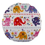 African Elephant Cute Cartoon Seamless Shading Cartoon Character Large 18  Premium Flano Round Cushions