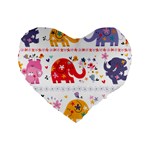 African Elephant Cute Cartoon Seamless Shading Cartoon Character Standard 16  Premium Flano Heart Shape Cushions