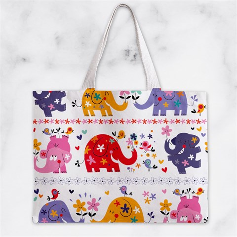 African Elephant Cute Cartoon Seamless Shading Cartoon Character Zipper Mini Tote Bag from ArtsNow.com Back