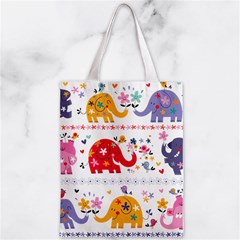 African Elephant Cute Cartoon Seamless Shading Cartoon Character Zipper Classic Tote Bag from ArtsNow.com Front