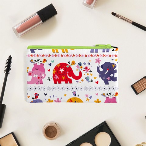 African Elephant Cute Cartoon Seamless Shading Cartoon Character Cosmetic Bag (XS) from ArtsNow.com Back