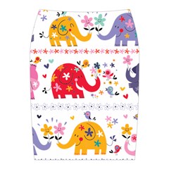 African Elephant Cute Cartoon Seamless Shading Cartoon Character Midi Wrap Pencil Skirt from ArtsNow.com Back