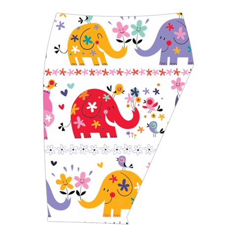 African Elephant Cute Cartoon Seamless Shading Cartoon Character Midi Wrap Pencil Skirt from ArtsNow.com  Front Right 