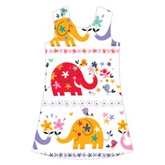 African Elephant Cute Cartoon Seamless Shading Cartoon Character Kids  Short Sleeve Velvet Dress from ArtsNow.com Front