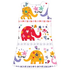 African Elephant Cute Cartoon Seamless Shading Cartoon Character Kids  Short Sleeve Velvet Dress from ArtsNow.com Back