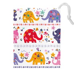 African Elephant Cute Cartoon Seamless Shading Cartoon Character Drawstring Pouch (4XL) from ArtsNow.com Front