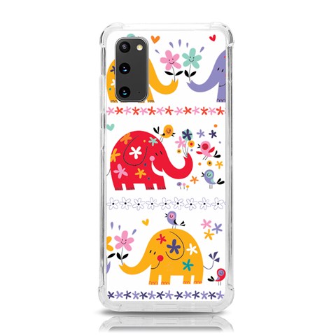 African Elephant Cute Cartoon Seamless Shading Cartoon Character Samsung Galaxy S20 6.2 Inch TPU UV Case from ArtsNow.com Front