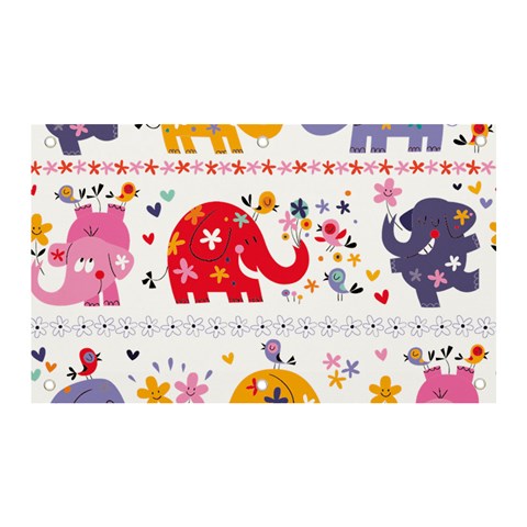 African Elephant Cute Cartoon Seamless Shading Cartoon Character Banner and Sign 5  x 3  from ArtsNow.com Front