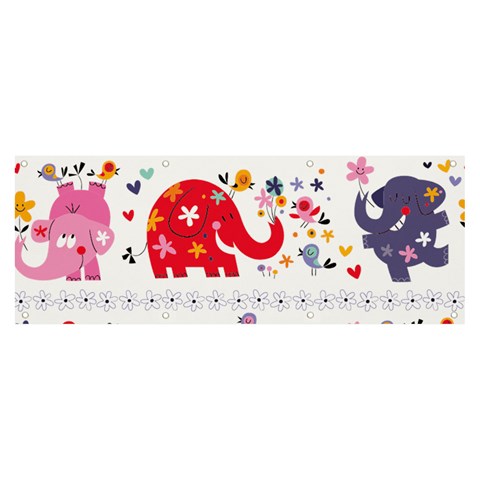 African Elephant Cute Cartoon Seamless Shading Cartoon Character Banner and Sign 8  x 3  from ArtsNow.com Front