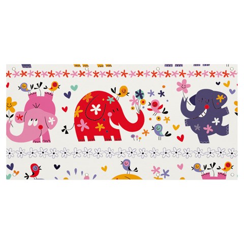 African Elephant Cute Cartoon Seamless Shading Cartoon Character Banner and Sign 8  x 4  from ArtsNow.com Front