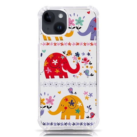 African Elephant Cute Cartoon Seamless Shading Cartoon Character iPhone 14 TPU UV Print Case from ArtsNow.com Front