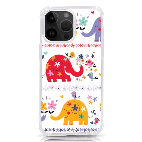 African Elephant Cute Cartoon Seamless Shading Cartoon Character iPhone 14 Pro Max TPU UV Print Case from ArtsNow.com Front