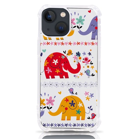 African Elephant Cute Cartoon Seamless Shading Cartoon Character iPhone 13 mini TPU UV Print Case from ArtsNow.com Front