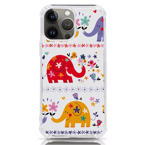 African Elephant Cute Cartoon Seamless Shading Cartoon Character iPhone 13 Pro Max TPU UV Print Case from ArtsNow.com Front