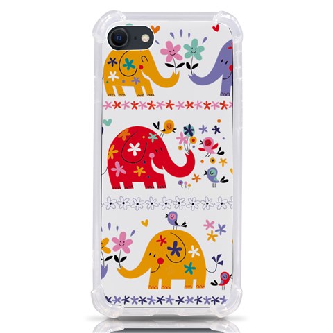 African Elephant Cute Cartoon Seamless Shading Cartoon Character iPhone SE from ArtsNow.com Front