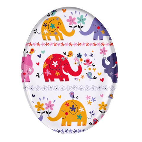 African Elephant Cute Cartoon Seamless Shading Cartoon Character Oval Glass Fridge Magnet (4 pack) from ArtsNow.com Front