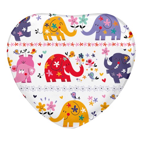 African Elephant Cute Cartoon Seamless Shading Cartoon Character Heart Glass Fridge Magnet (4 pack) from ArtsNow.com Front