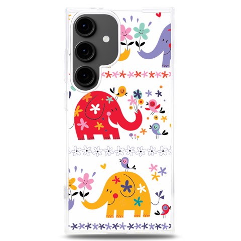 African Elephant Cute Cartoon Seamless Shading Cartoon Character Samsung Galaxy S24 Plus 6.7 Inch TPU UV Case from ArtsNow.com Front