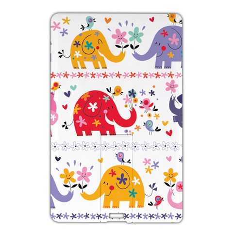 African Elephant Cute Cartoon Seamless Shading Cartoon Character Name Card Style USB Flash Drive from ArtsNow.com Front