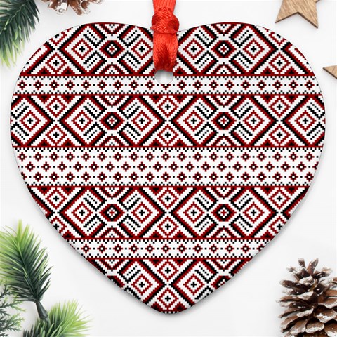 Ukrainian Folk Seamless Pattern Ornament Ornament (Heart) from ArtsNow.com Front