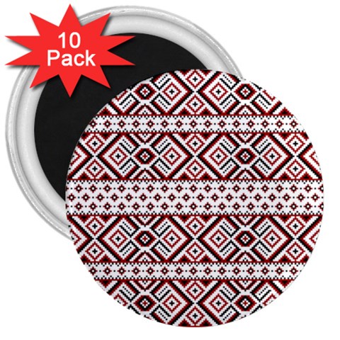 Ukrainian Folk Seamless Pattern Ornament 3  Magnets (10 pack)  from ArtsNow.com Front