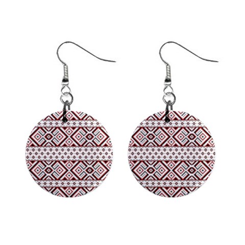 Ukrainian Folk Seamless Pattern Ornament Mini Button Earrings from ArtsNow.com Front