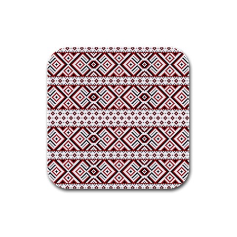 Ukrainian Folk Seamless Pattern Ornament Rubber Square Coaster (4 pack) from ArtsNow.com Front