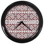 Ukrainian Folk Seamless Pattern Ornament Wall Clock (Black)