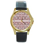 Ukrainian Folk Seamless Pattern Ornament Round Gold Metal Watch