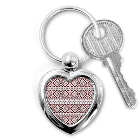 Ukrainian Folk Seamless Pattern Ornament Key Chain (Heart) from ArtsNow.com Front