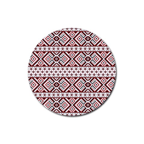 Ukrainian Folk Seamless Pattern Ornament Rubber Coaster (Round) from ArtsNow.com Front