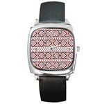 Ukrainian Folk Seamless Pattern Ornament Square Metal Watch