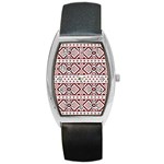 Ukrainian Folk Seamless Pattern Ornament Barrel Style Metal Watch