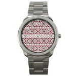 Ukrainian Folk Seamless Pattern Ornament Sport Metal Watch