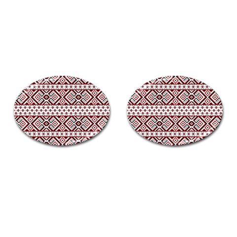 Ukrainian Folk Seamless Pattern Ornament Cufflinks (Oval) from ArtsNow.com Front(Pair)